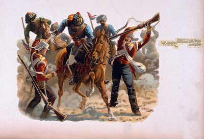 Sergeant Richard Wadeson, 75th Regiment, coming bravely to the rescue of Private Michael Farrell who was assailed by a number of rebel cavalry, Indian Mutiny, 18th July 1857, from a series entitled 